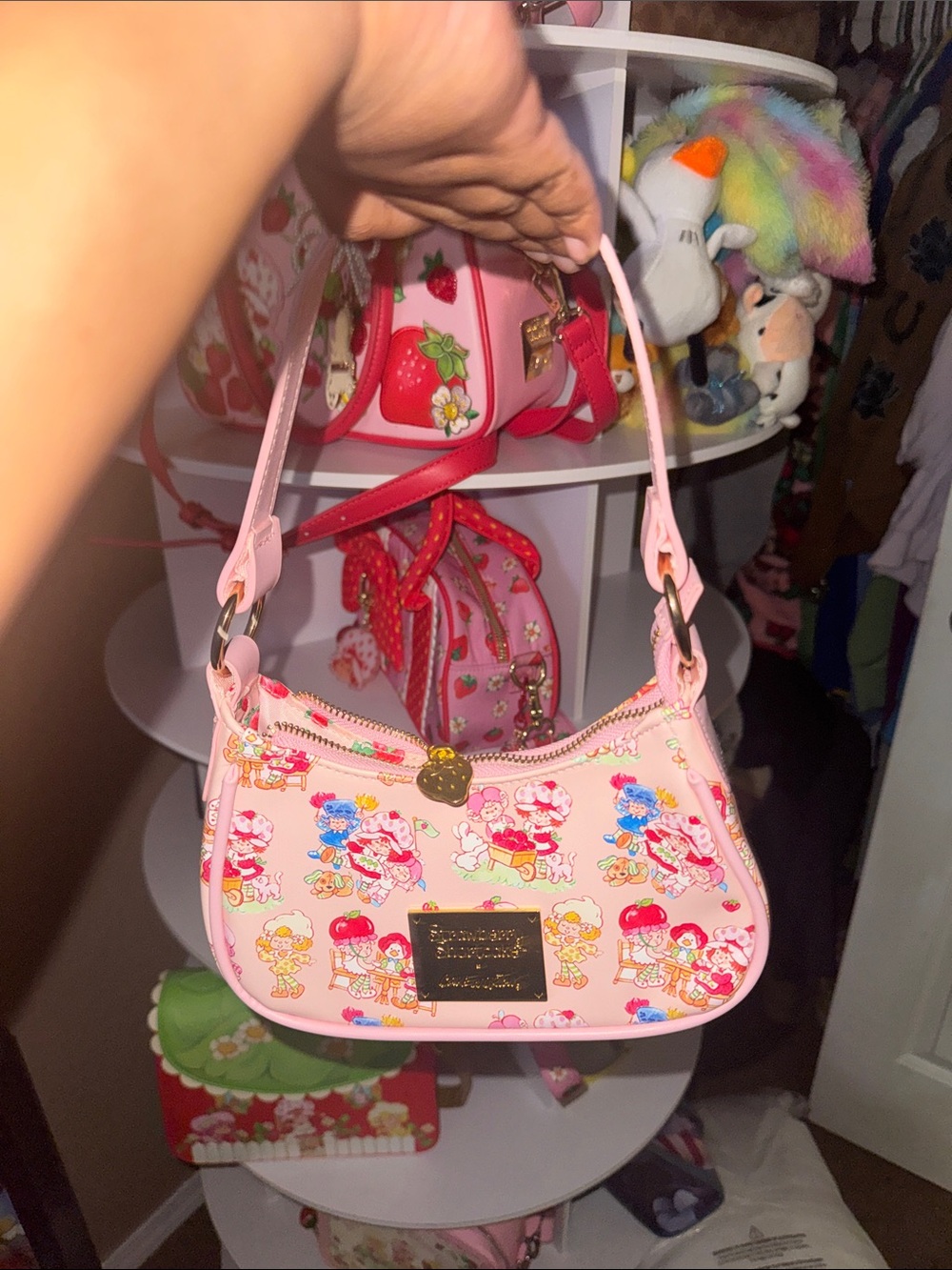 Pink Printed Mini Shoulder Bag with Character Motif